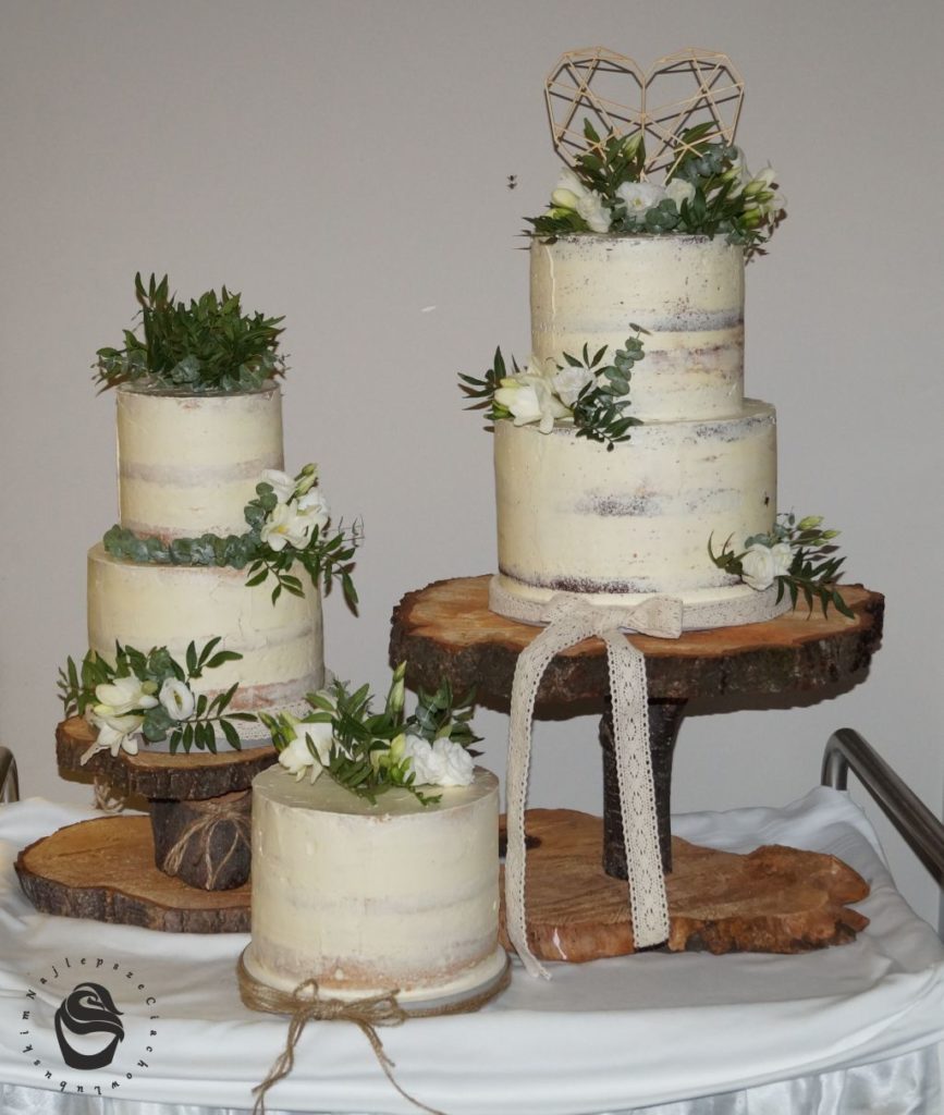 tort na rustykalne wesele semi naked torty gorzów gorzow kwiaty trzy torty